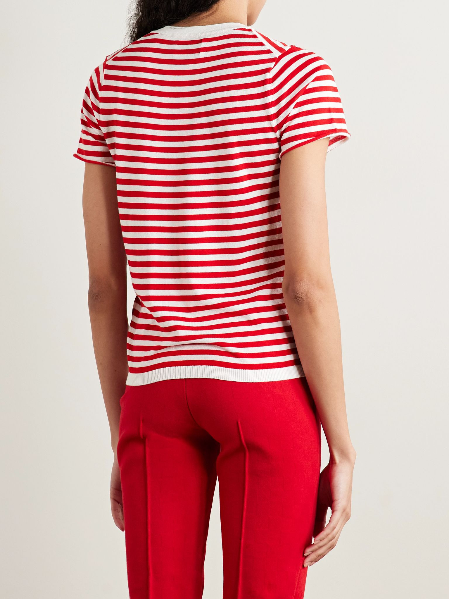 Owen striped cotton T-shirt Red - 3
