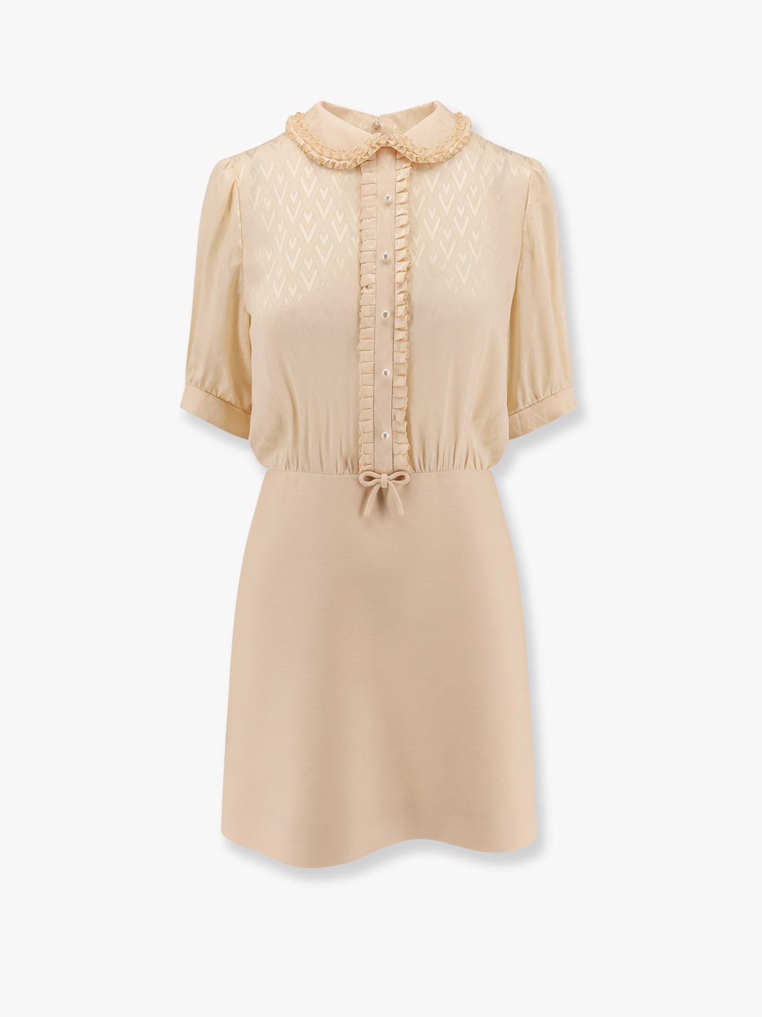 Valentino Women Short Crepe Couture Dress With Silk Jaquard Toute La V Top With Ruffle Detail - 1