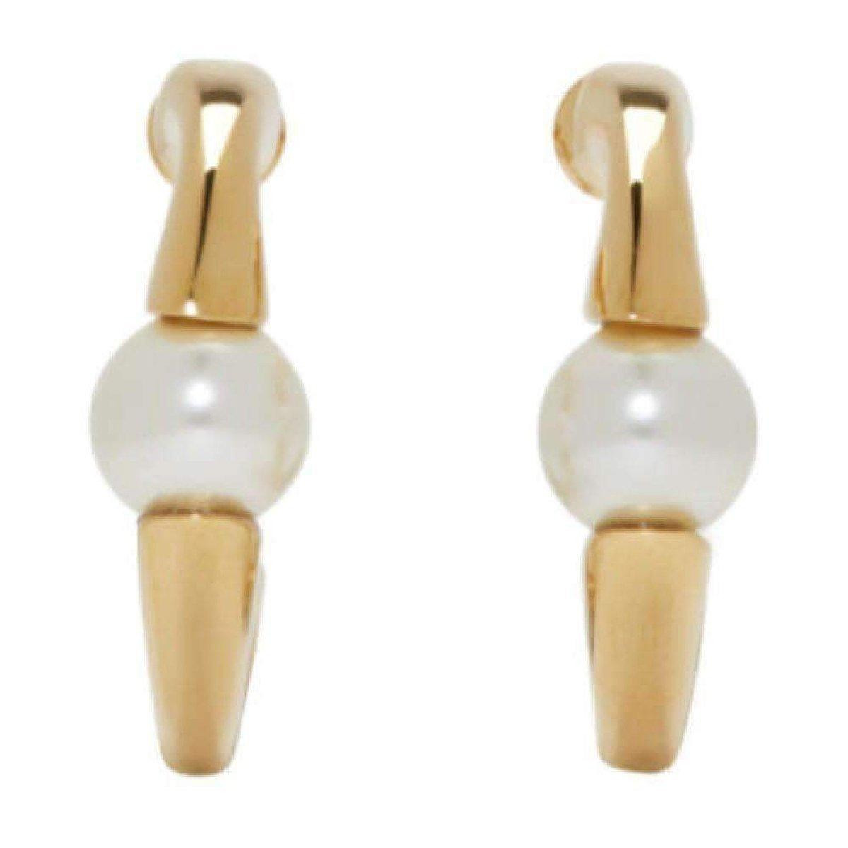 Darcey Swarovski Pearls Plated Brass Half Hoop Earrings - 3