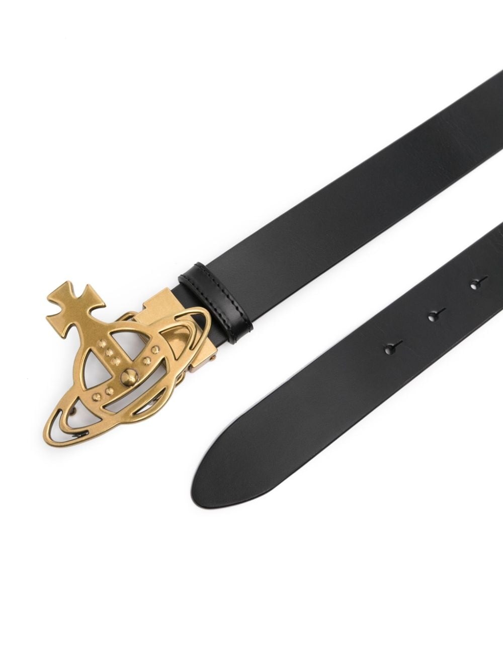 Orb-buckle leather belt - 2