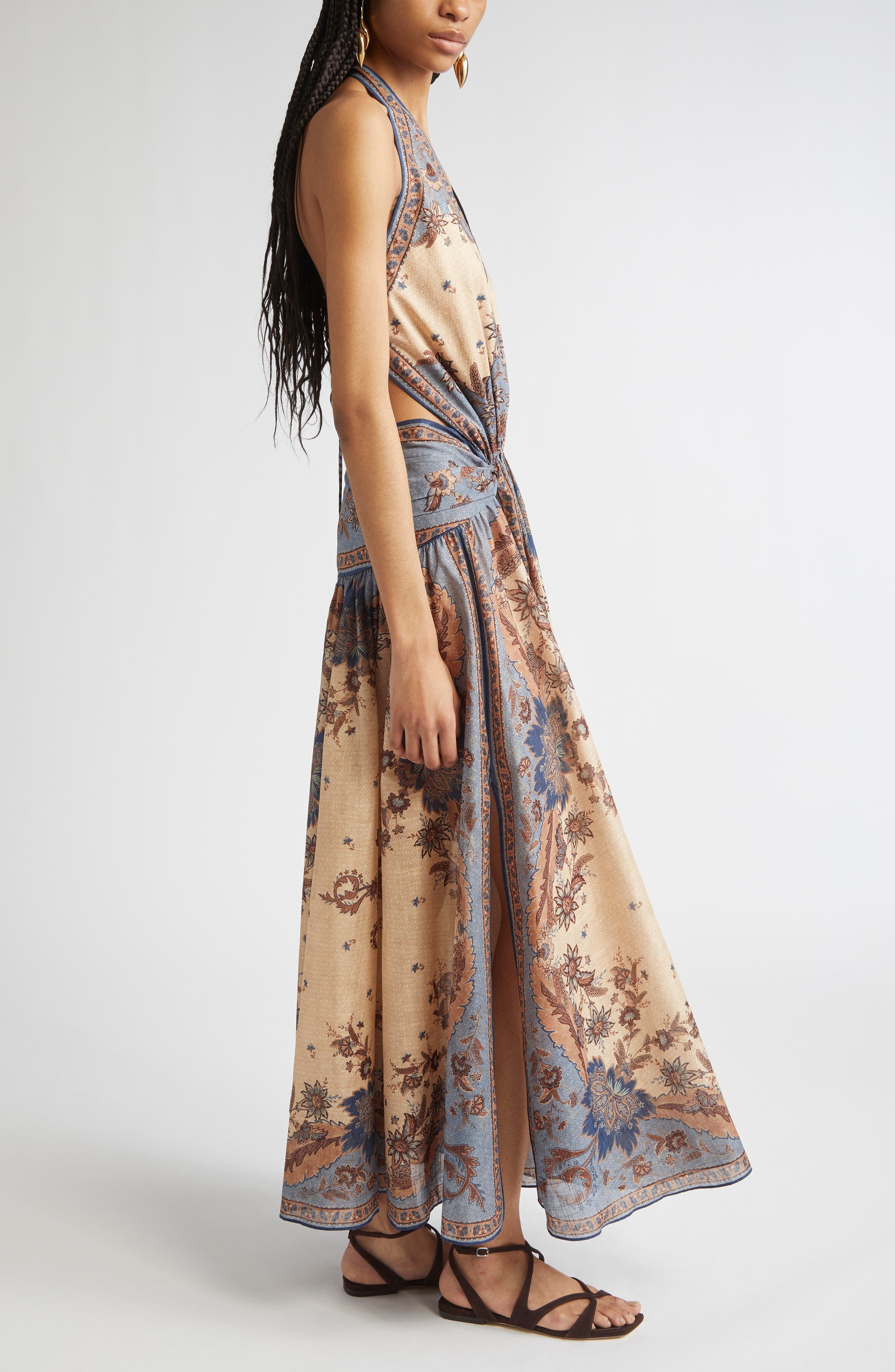 Zimmermann Ascension Paisley Floral Halter Neck Maxi Dress in Blue/Cream Indienne Floral at Nordstro - 3