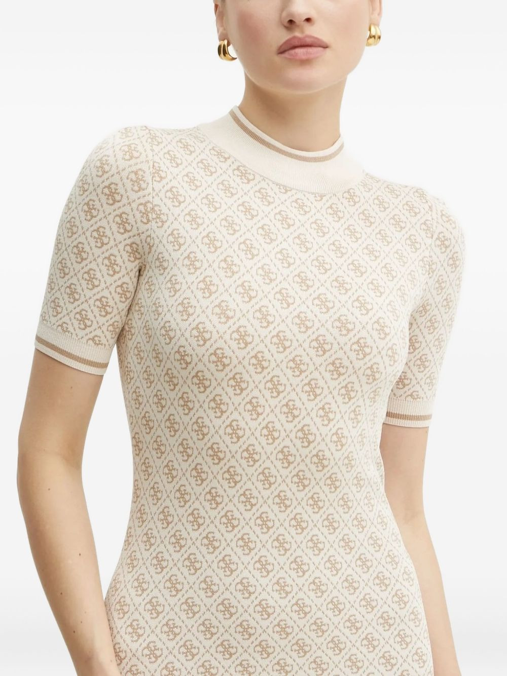 monogram-pattern short-sleeve mini dress - 4
