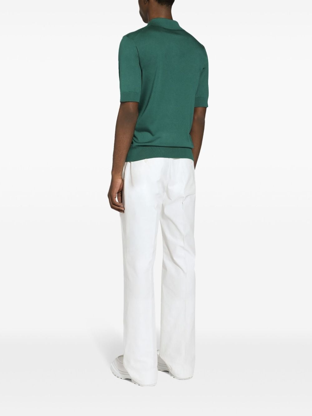 logo-embroidered silk polo shirt - 4