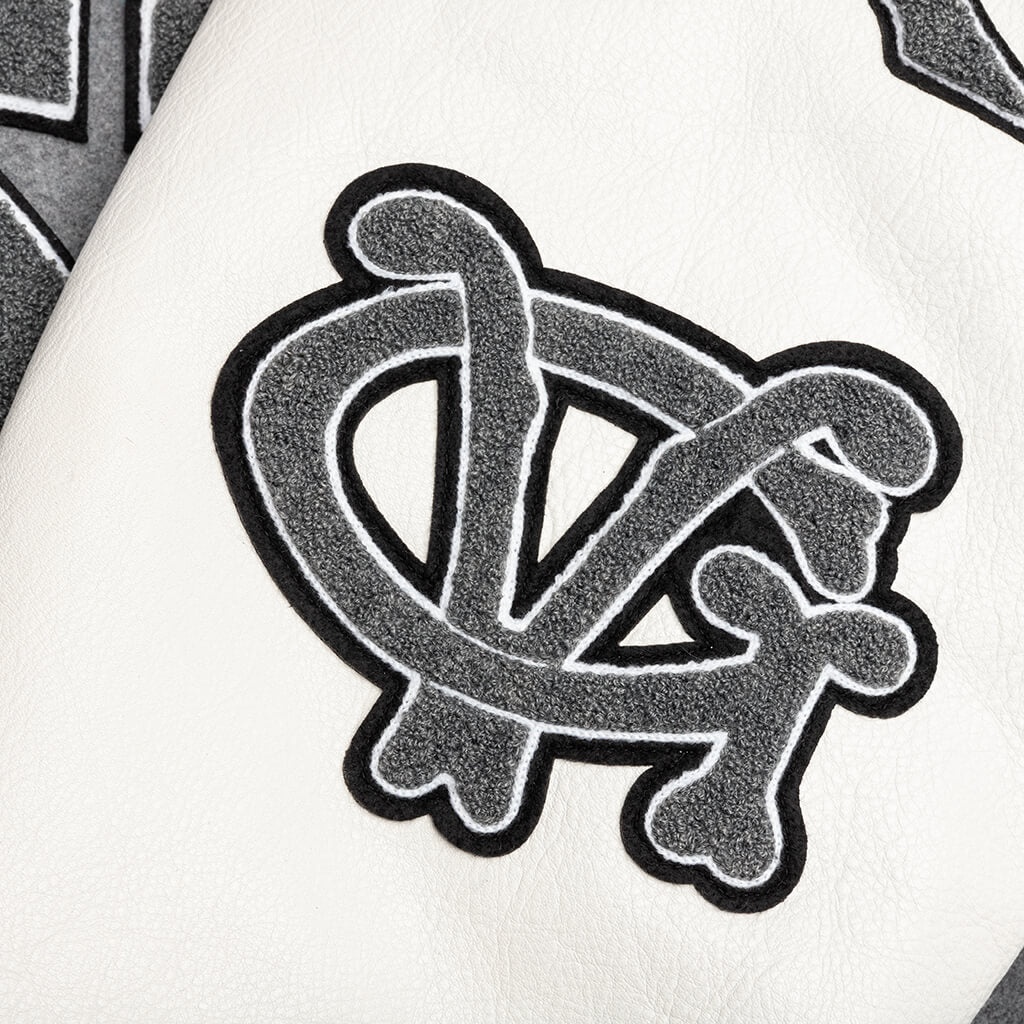 VARSITY BOMBER JACKET W/ PATCHES - GREY/WHITE - 5
