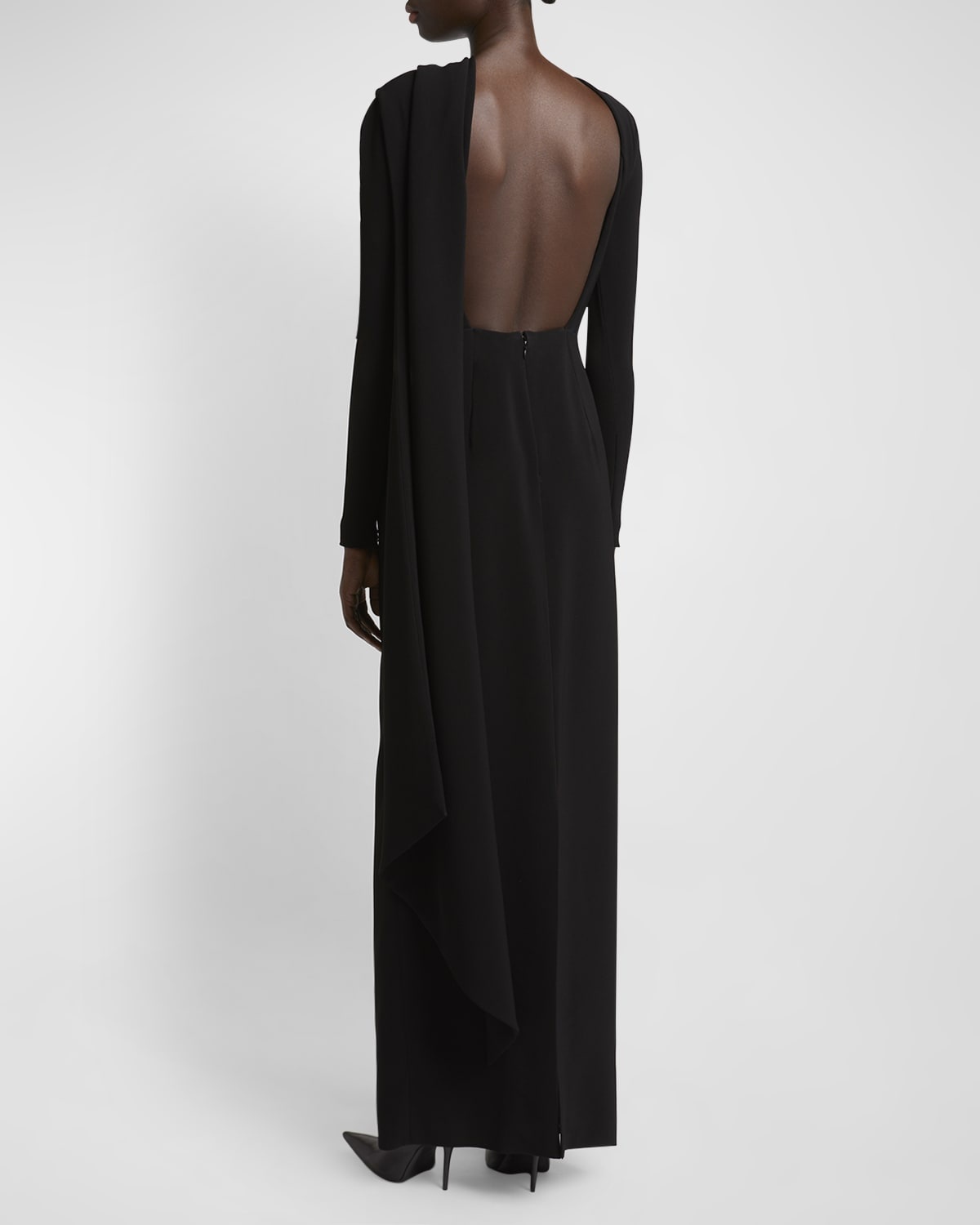 Stretch Crepe Cape Gown - 3