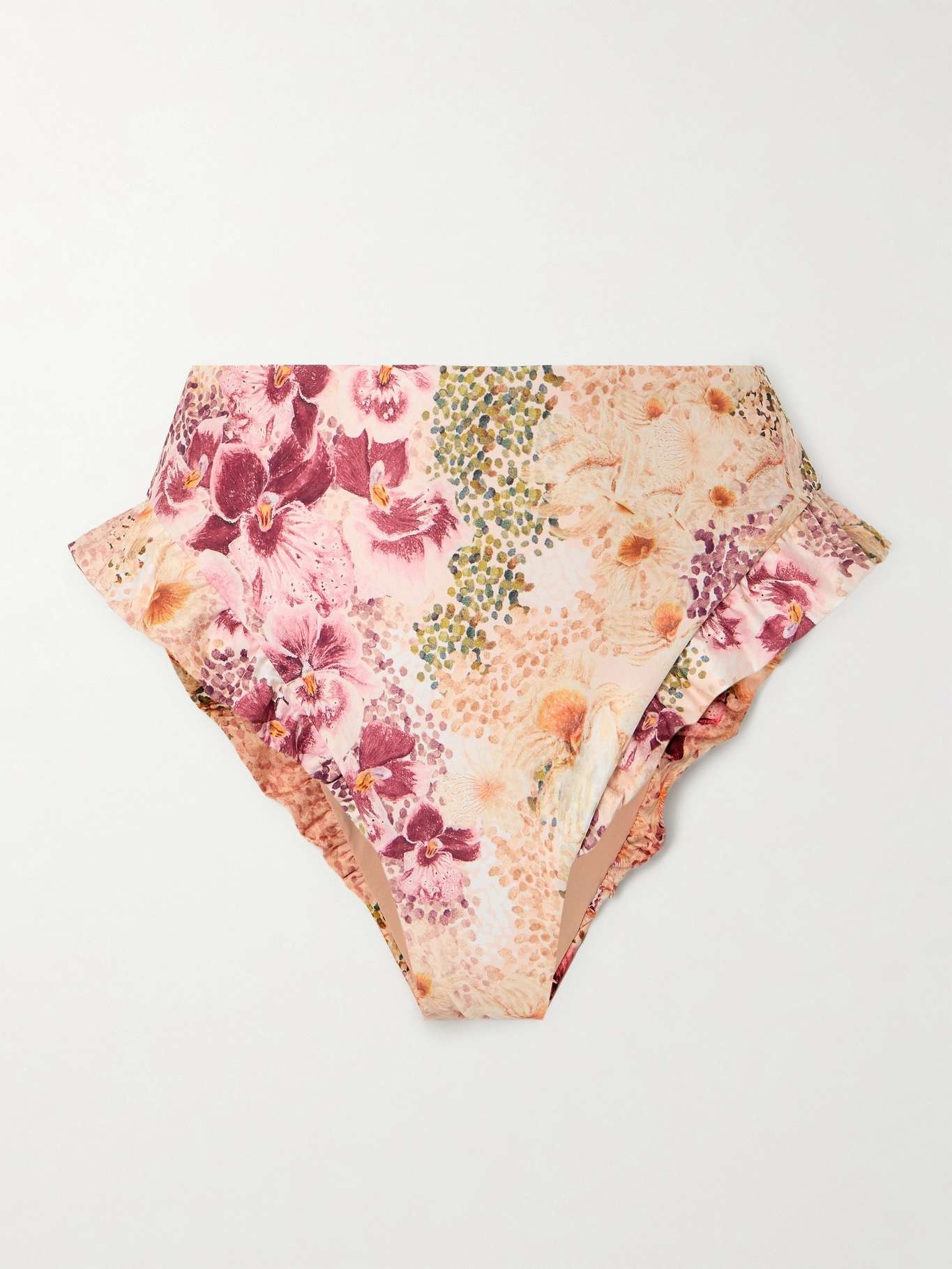 Jengibre Florecer ruffled floral-print recycled bikini briefs - 1