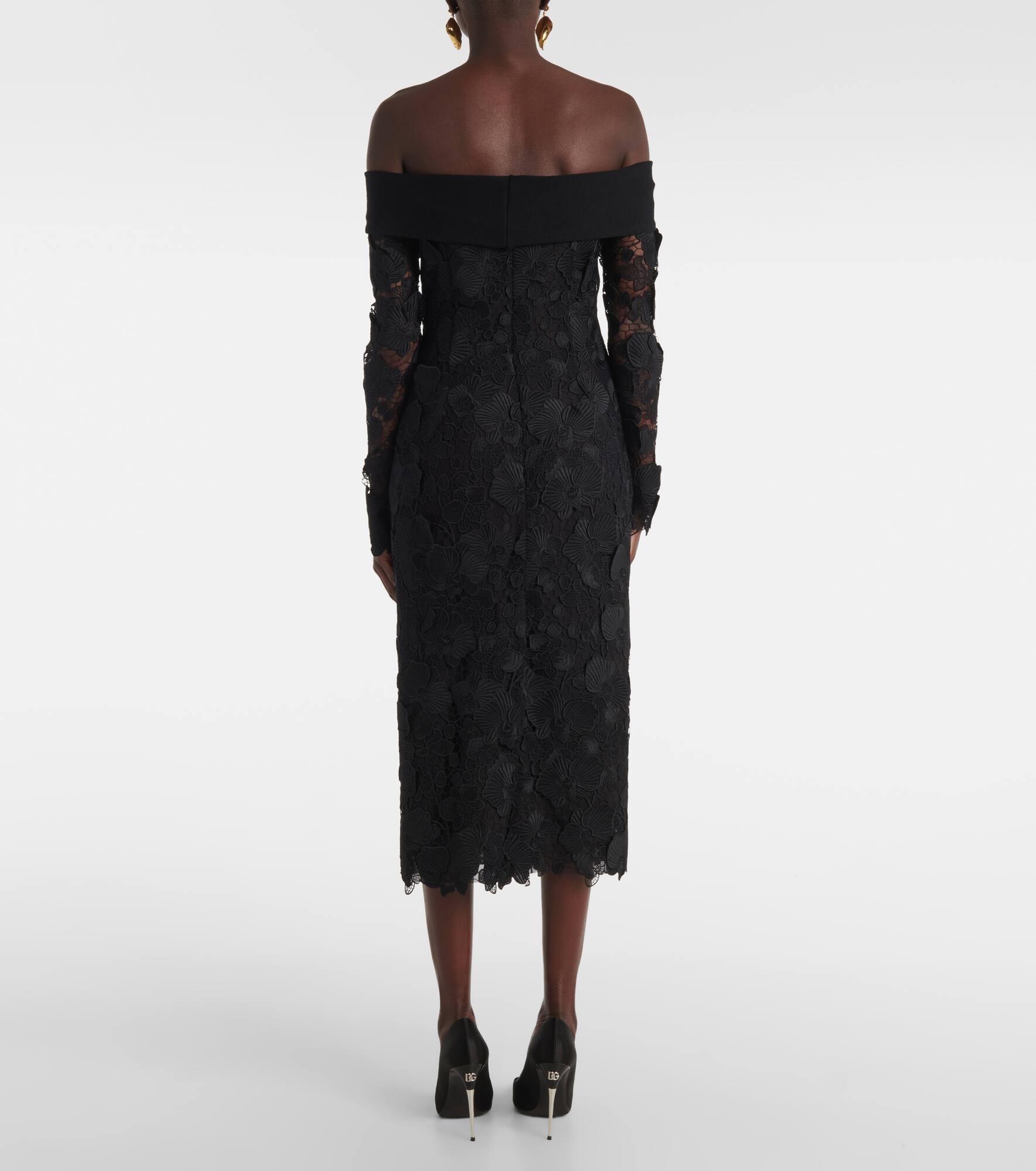 Orchid floral guipure midi dress - 3