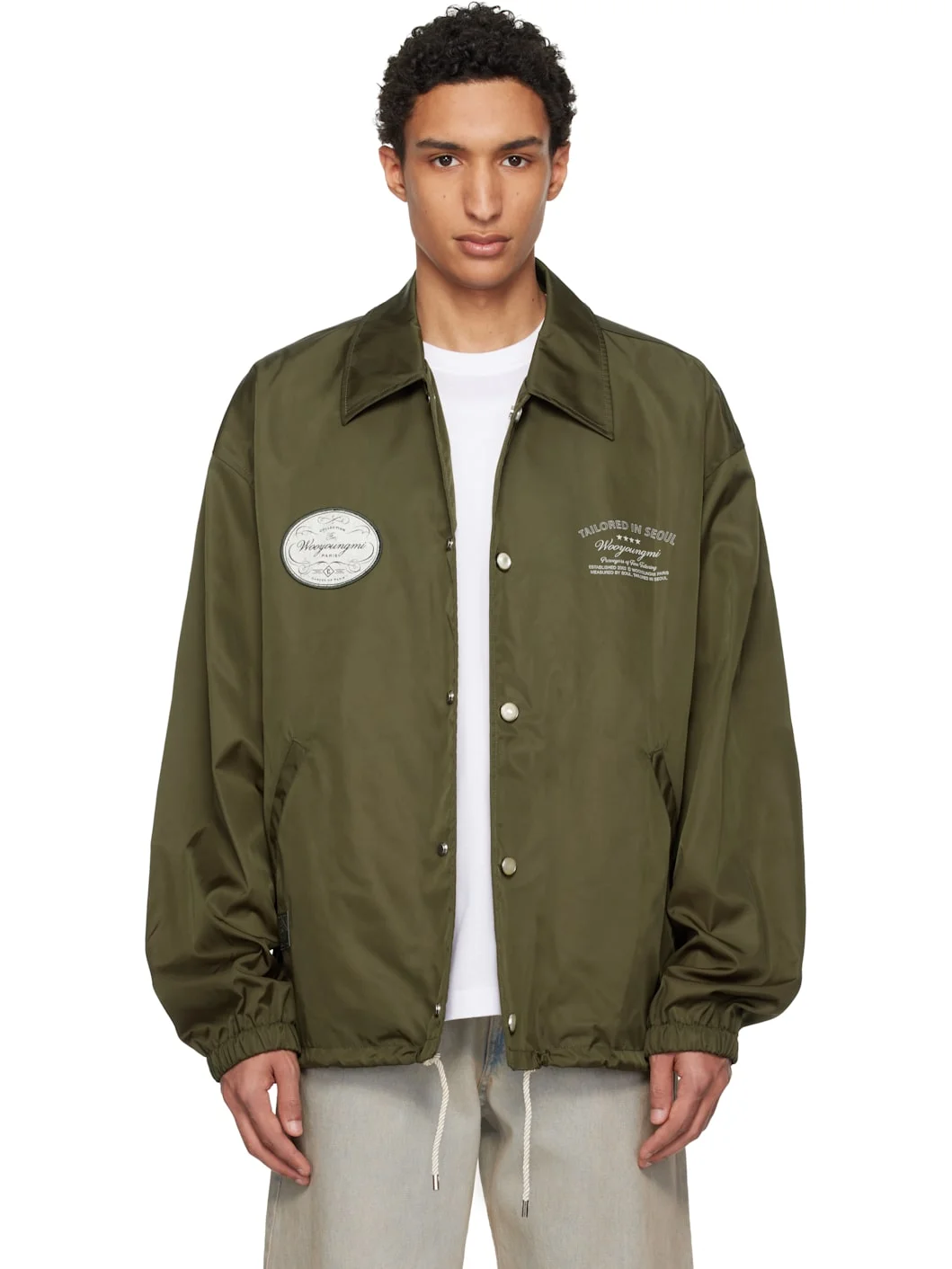 Khaki Nylon Coach Jacket - 1
