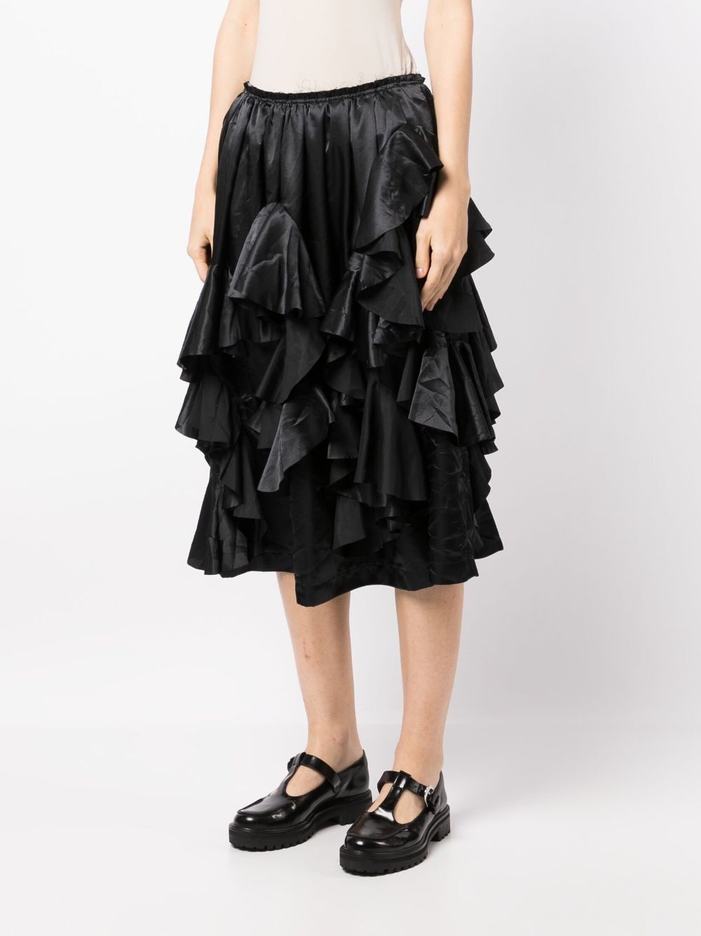 satin ruffled midi skirt - 3