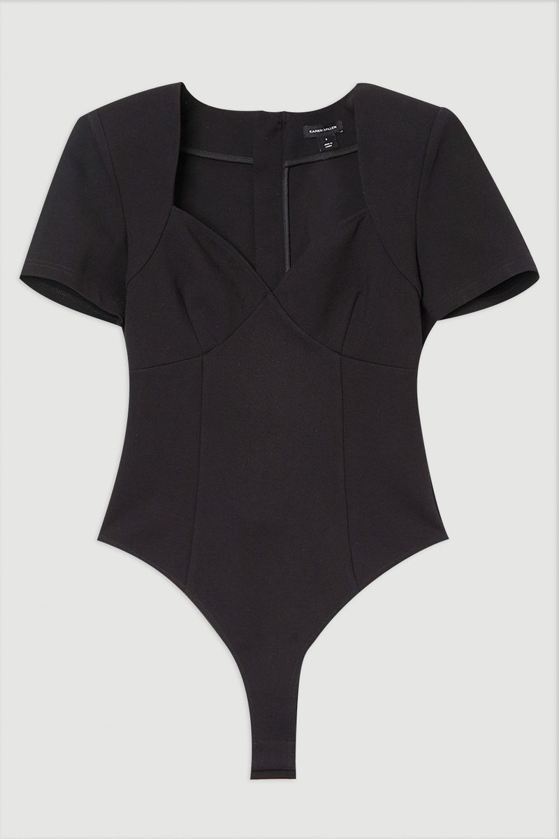 Plus Size Ponte Short Sleeve Sweetheart Neckline Bodysuit 4