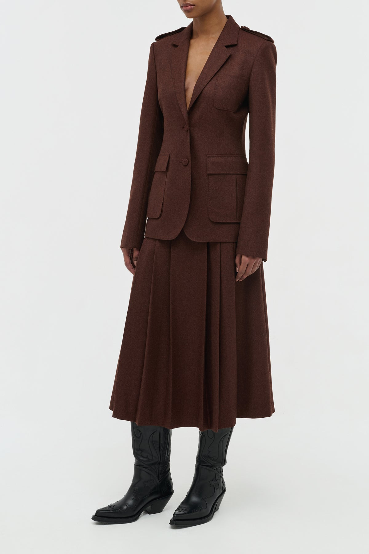 Louisa Blazer in Burnt Sienna Wool Cashmere Flannel - 3