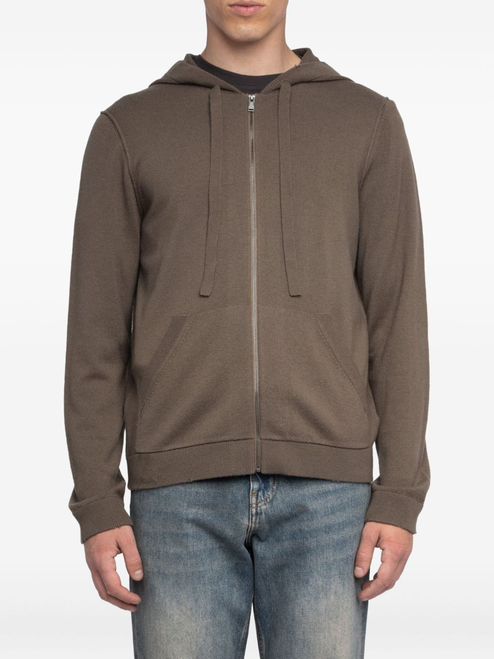 wool zip-up sweater - 4