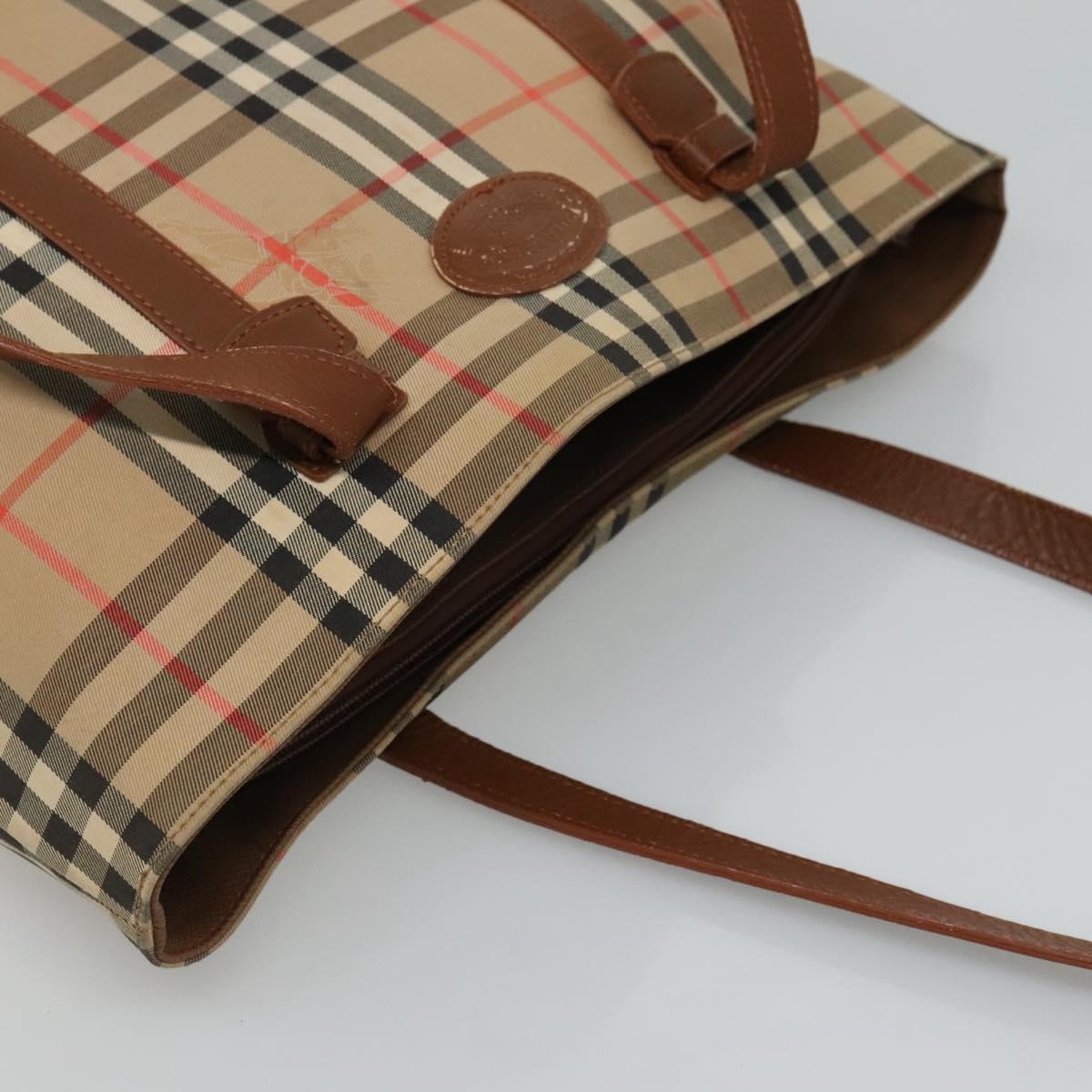 Burberry Nova Check Tote Bag Canvas Leather Beige - 6
