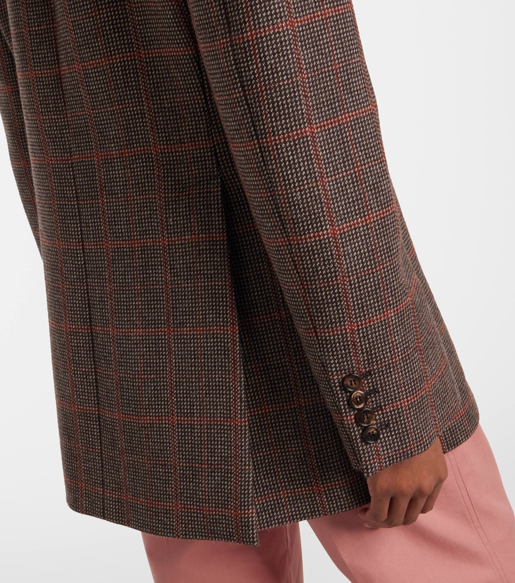 Checked virgin wool blazer - 5