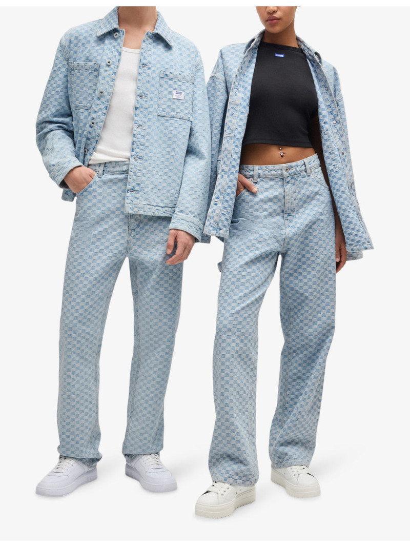 HUGO Graphic-print relaxed-fit denim jacket outlook