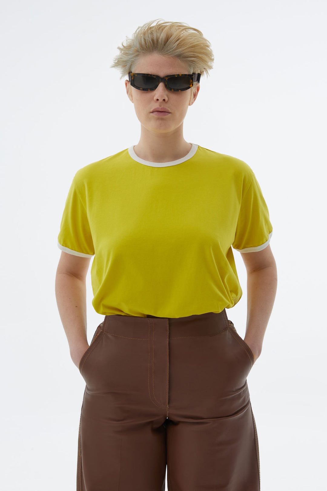 YELLOW T-SHIRT WITH WHITE PROFILES - 2