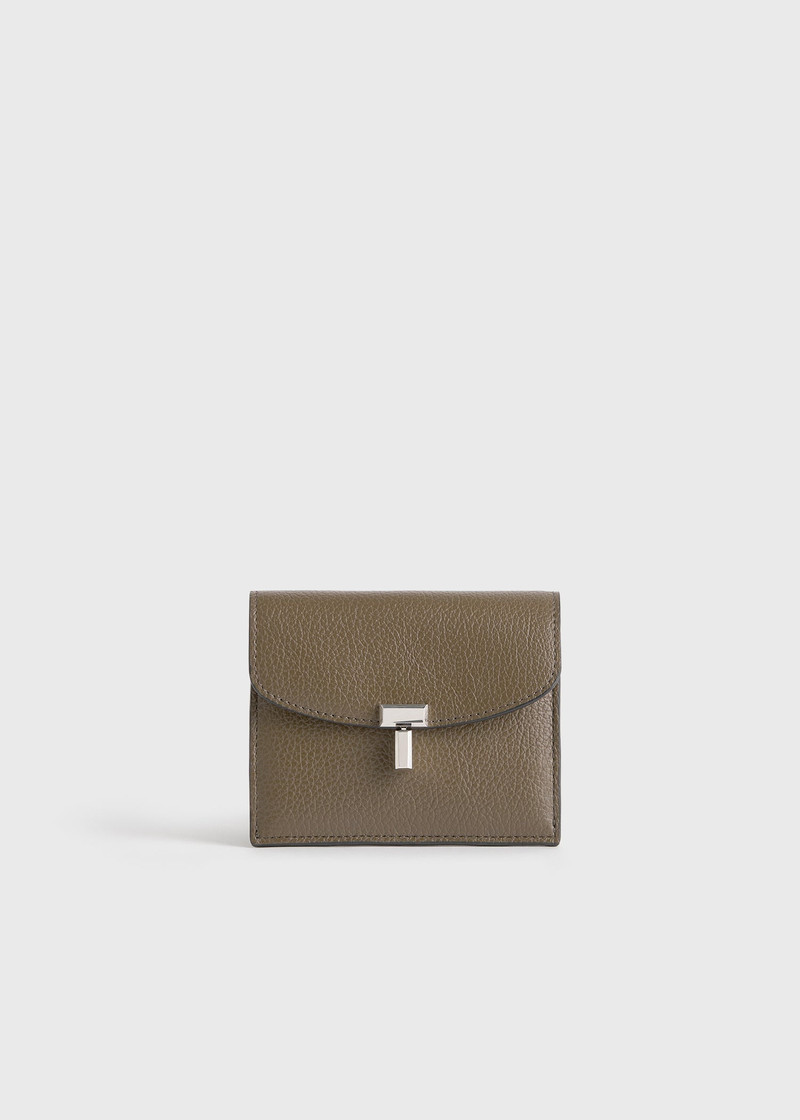 T-lock grained-leather cardholder dark taupe 7