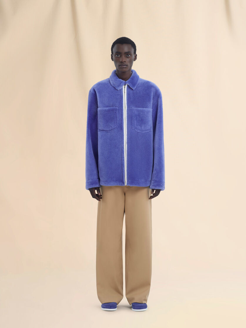 LIGHT BLUE SHAVED SHEARLING JACKET - 2