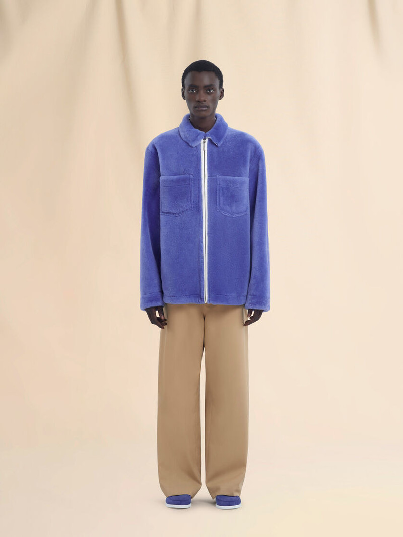 Marni LIGHT BLUE SHAVED SHEARLING JACKET outlook