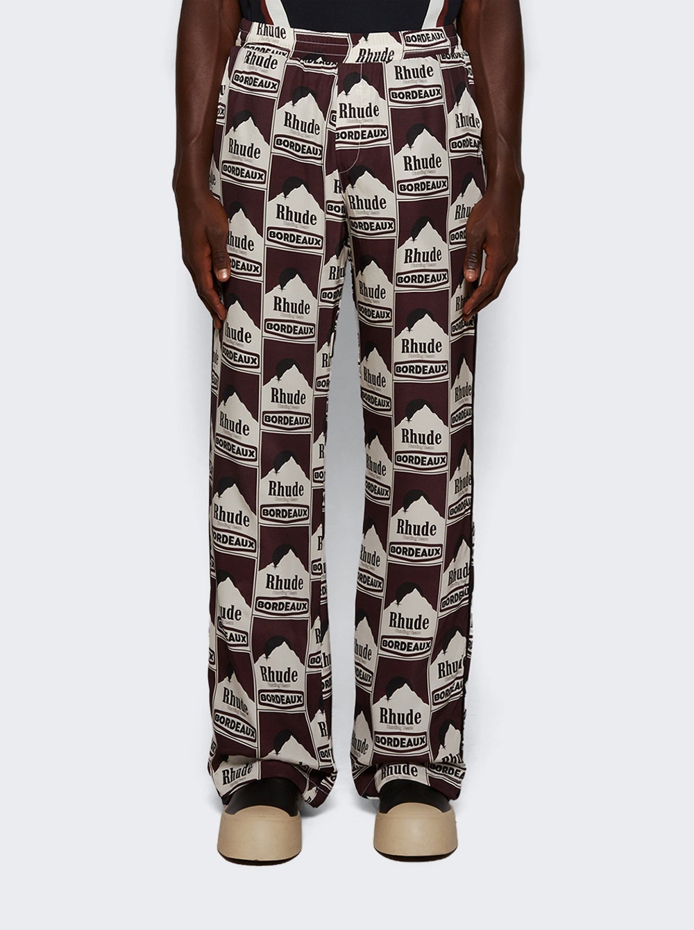 Moonlight Bordeaux Pj Pant Maroon And Off White - 3