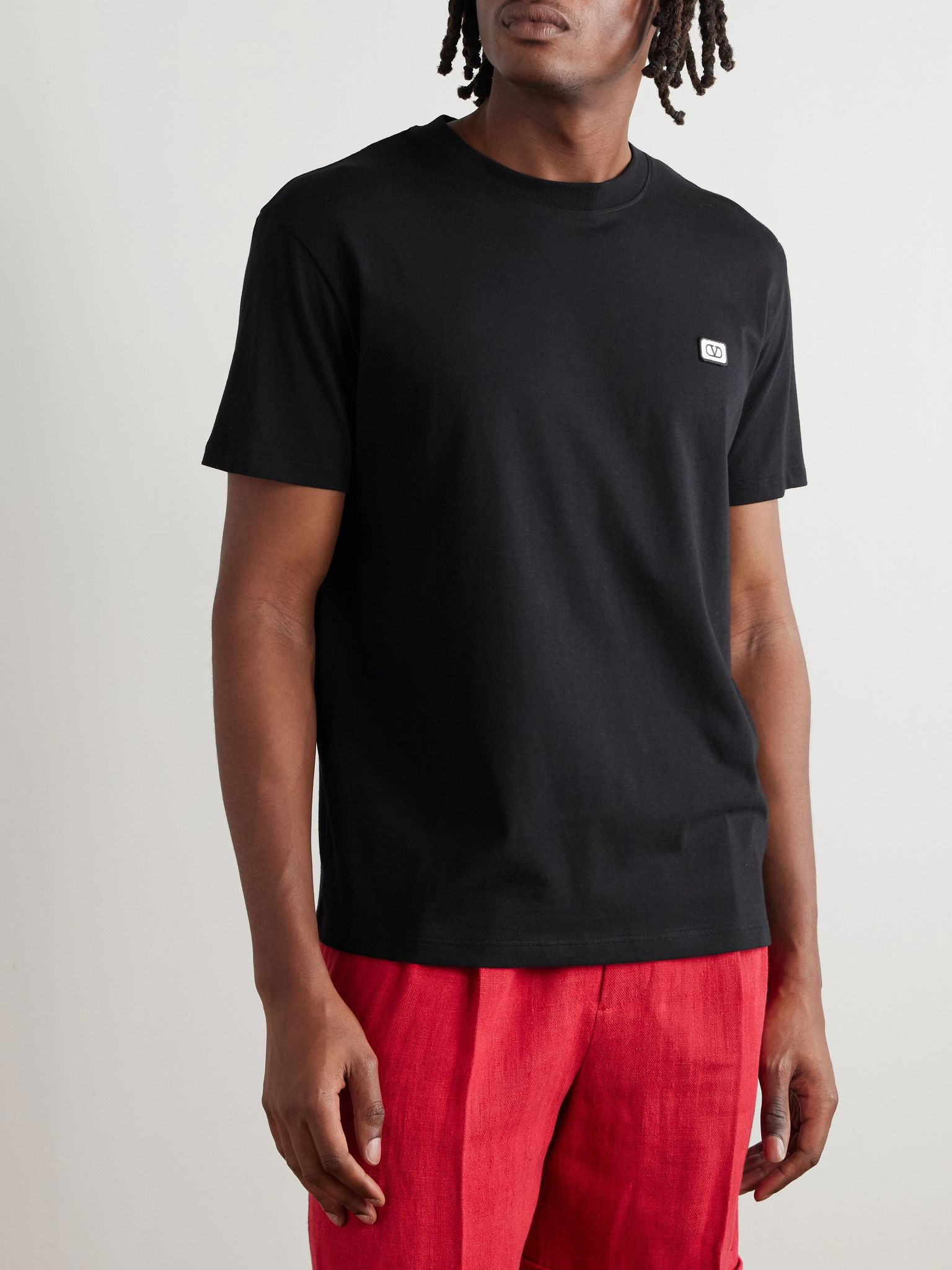 Logo-Appliquéd Cotton-Jersey T-Shirt Black - 3
