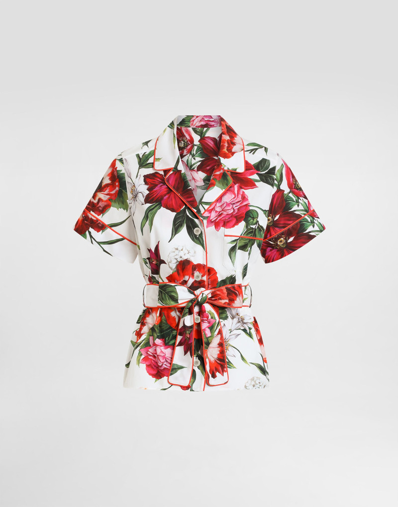 Flower-print poplin vanity shirt 1