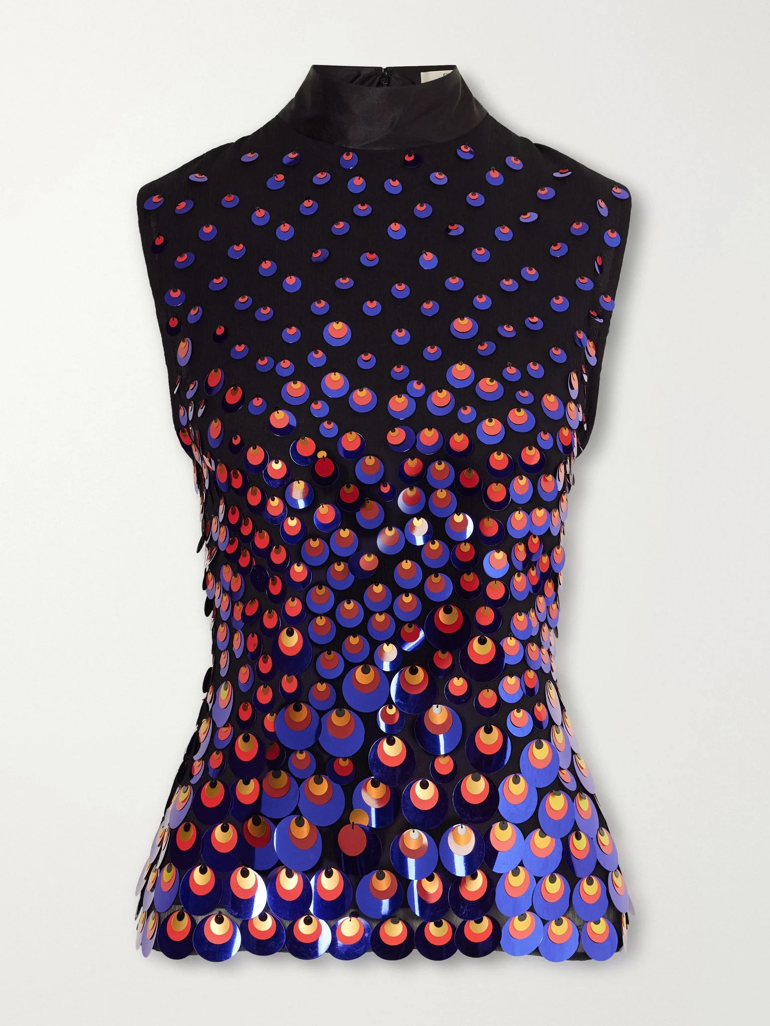 Sequin-embellished silk-crepon turtleneck top Multi - 1