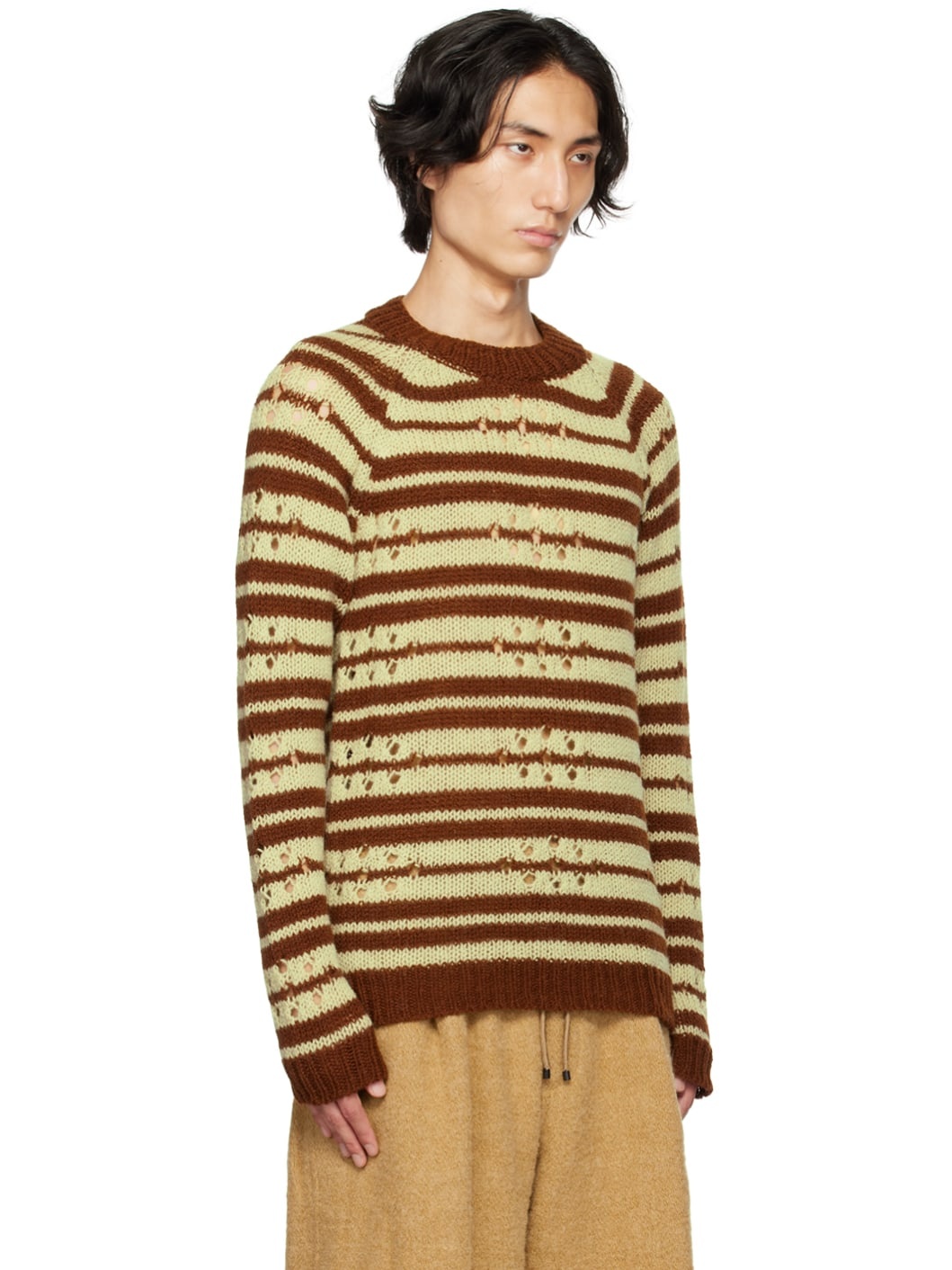 Brown & Green Striped Sweater - 2