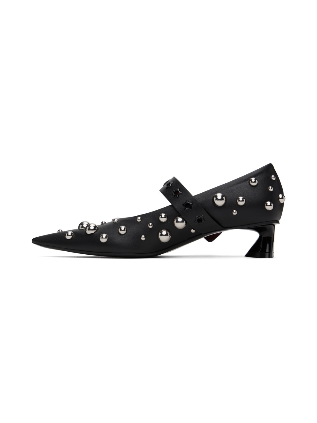 Black Elsa Studded Kitten Heels - 3