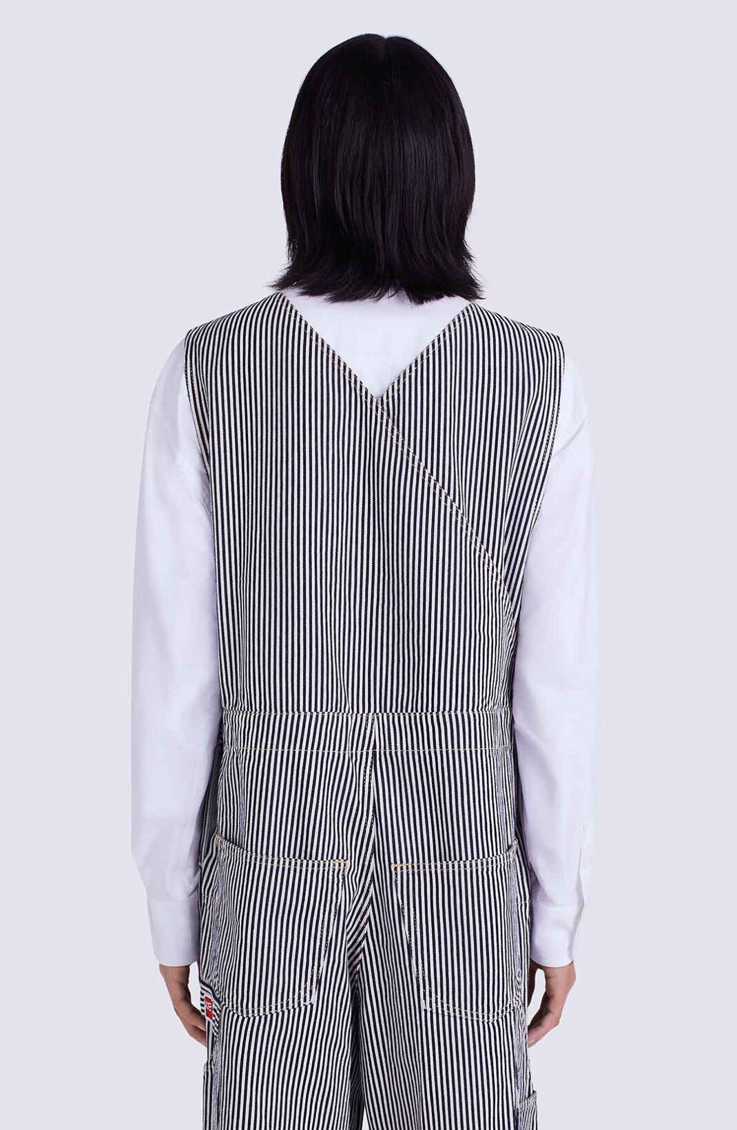 Striped denim dungarees - 6