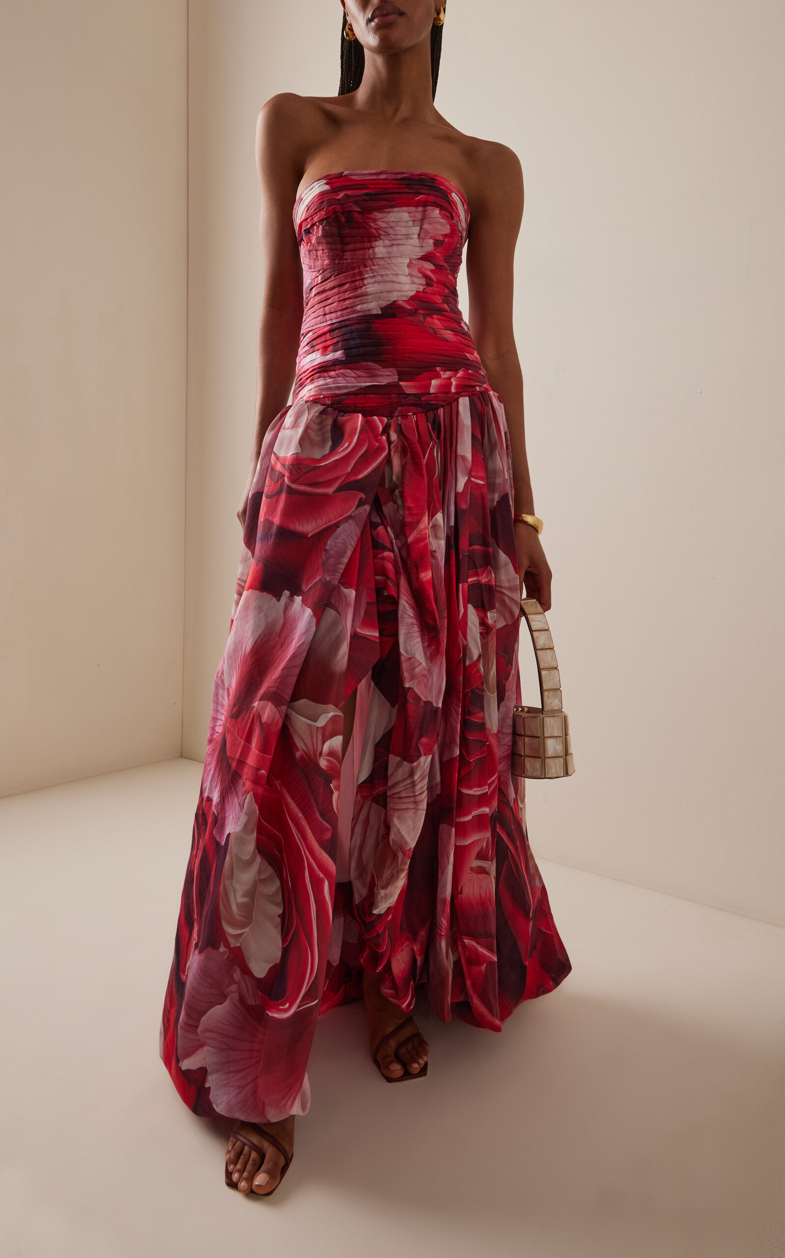 Flora Ruched Drop-Waist Gown floral - 2