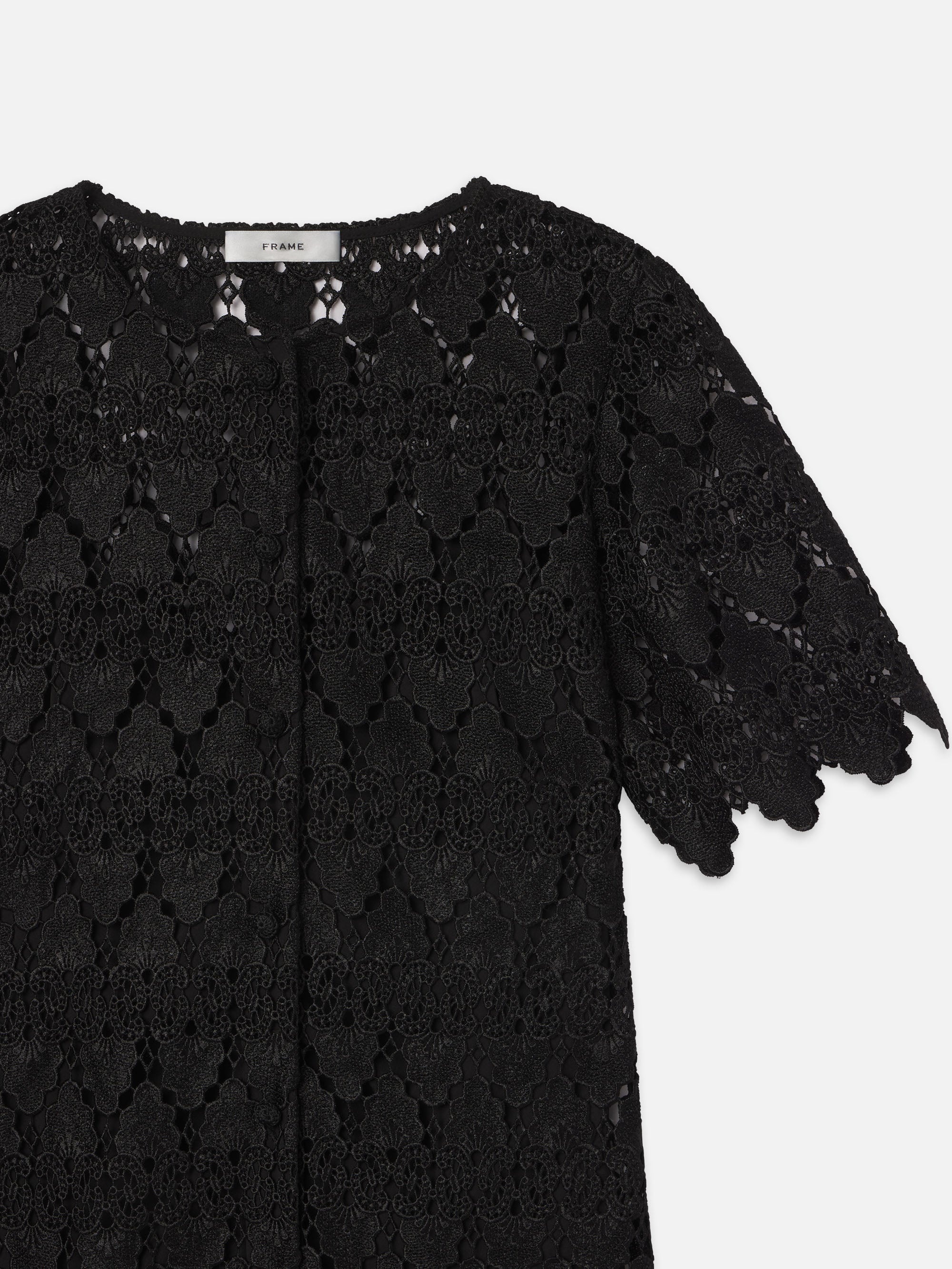 The Lace Button Front Dress in Black - 3