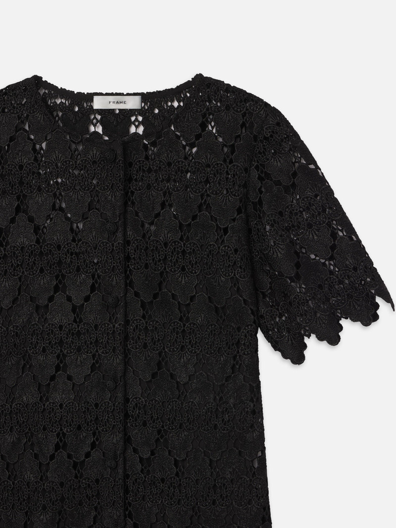 The Lace Button Front Dress in Black 3