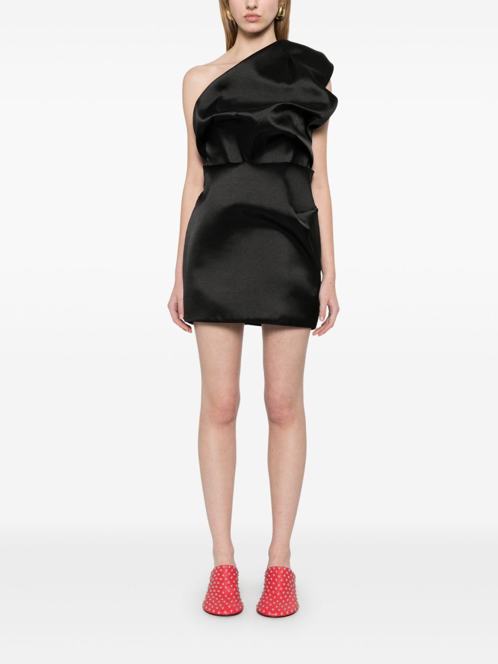 satin draped mini dress - 2