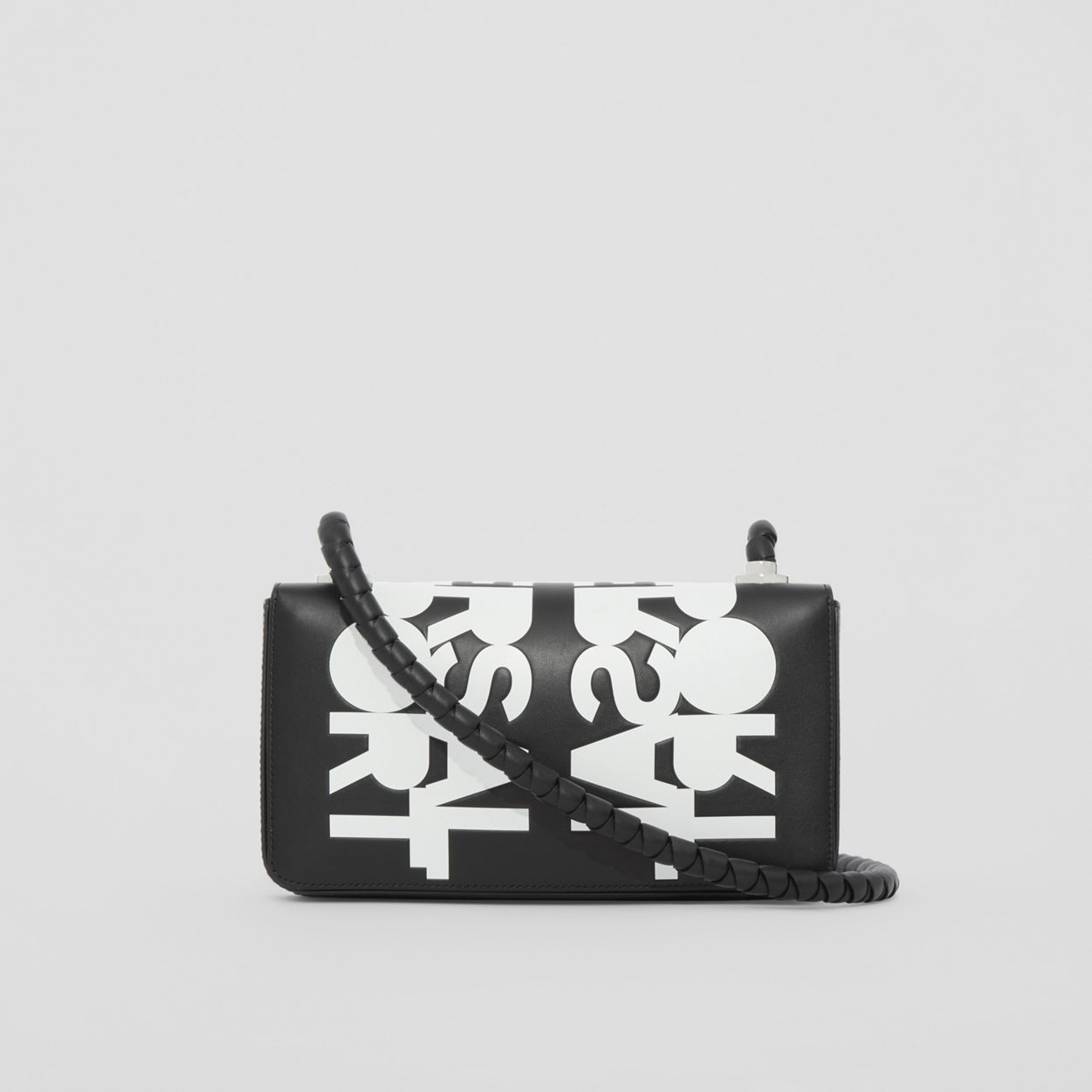 Slogan Print Leather Crossbody Bag - 10