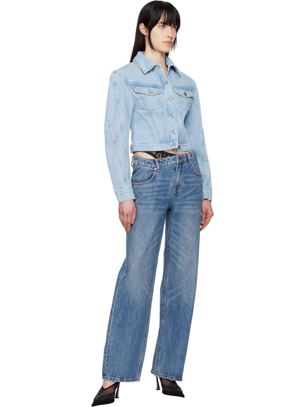 Blue Paneled Denim Jacket - 4