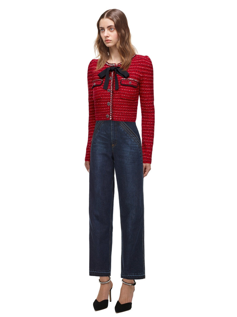 Red Melange Cropped Cardigan 2