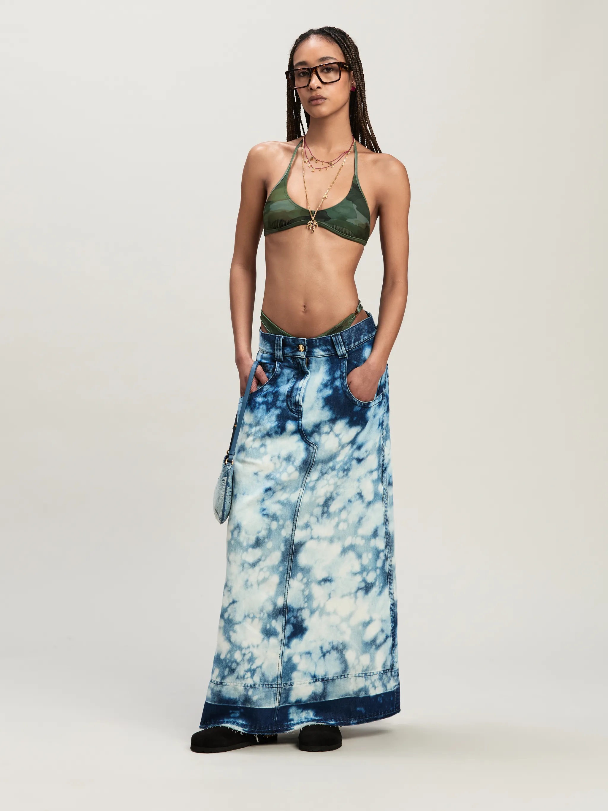 Denim Long Skirt - 2