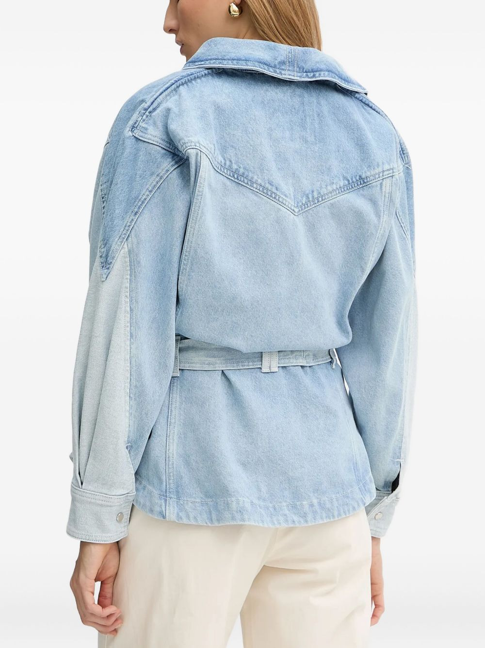 belted wrap denim jacket - 3