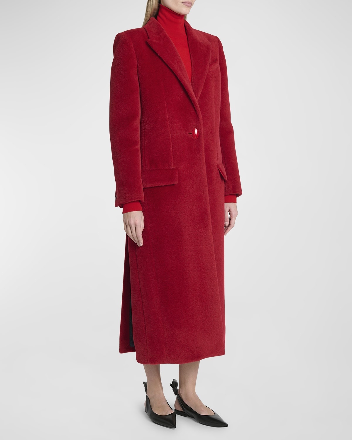 Long Single-Breasted Wool Coat - 3