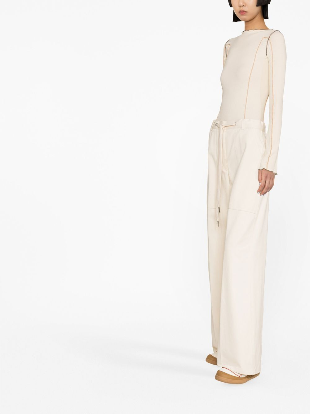 drawstring wide-leg trousers - 4