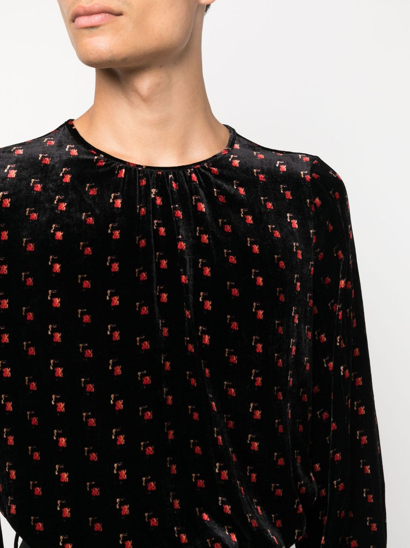 velour graphic-print blouse 6