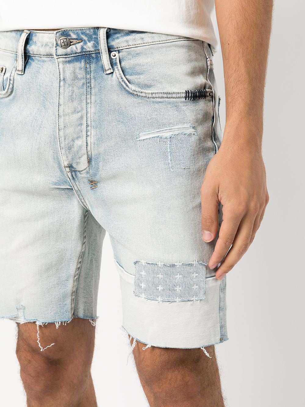 Chopper patchwork distressed denim shorts - 5