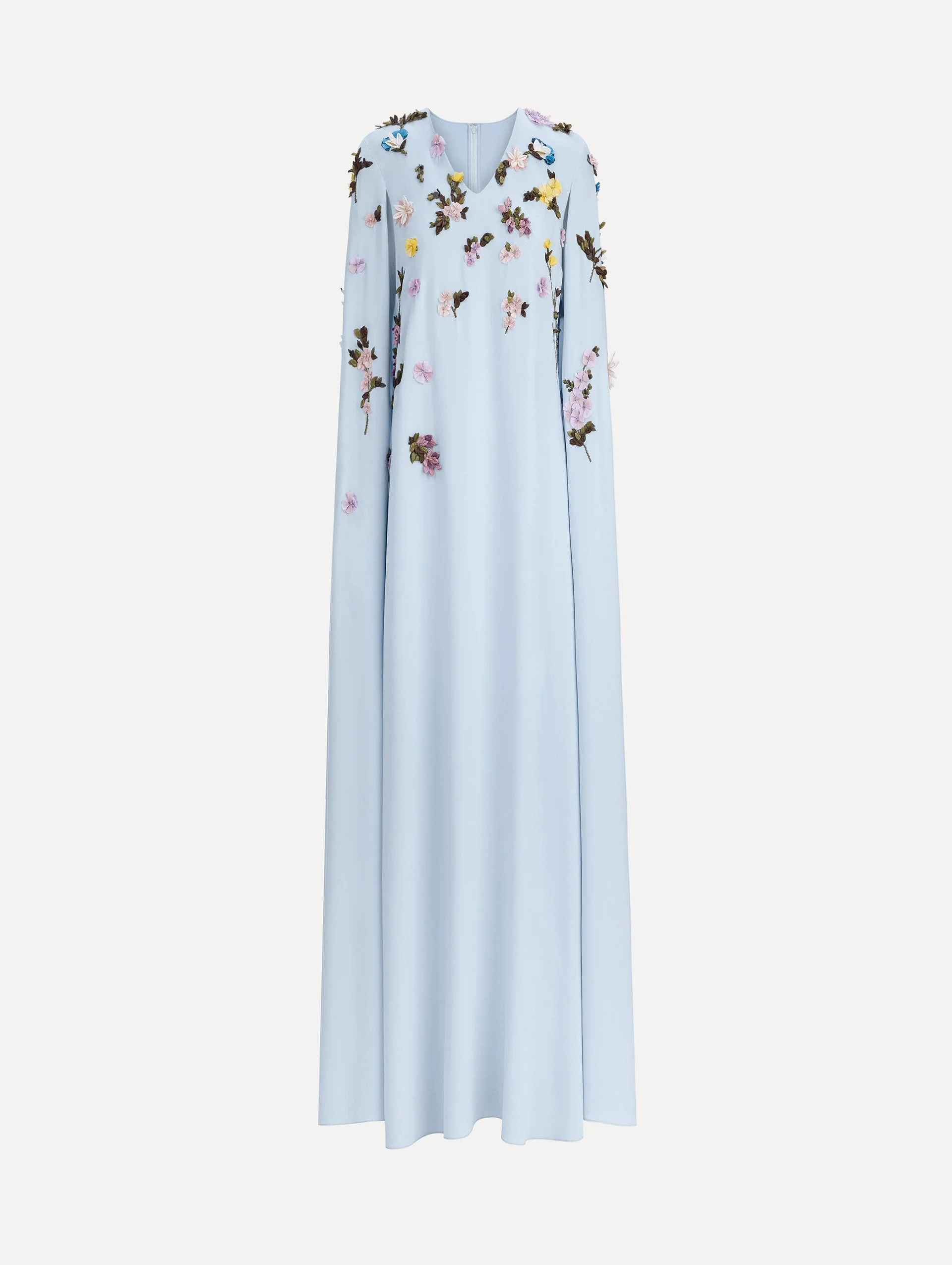 DRAPED SLEEVE MIXED BOTANICAL ON LACE CAFTAN - 1
