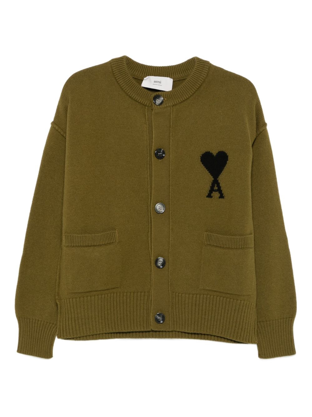 heart-logo patch-pocket cardigan - 1