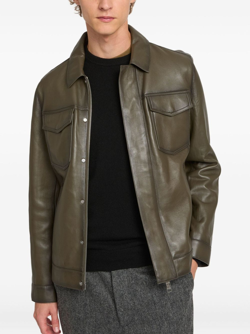 Pocket denim style leather jacket 3