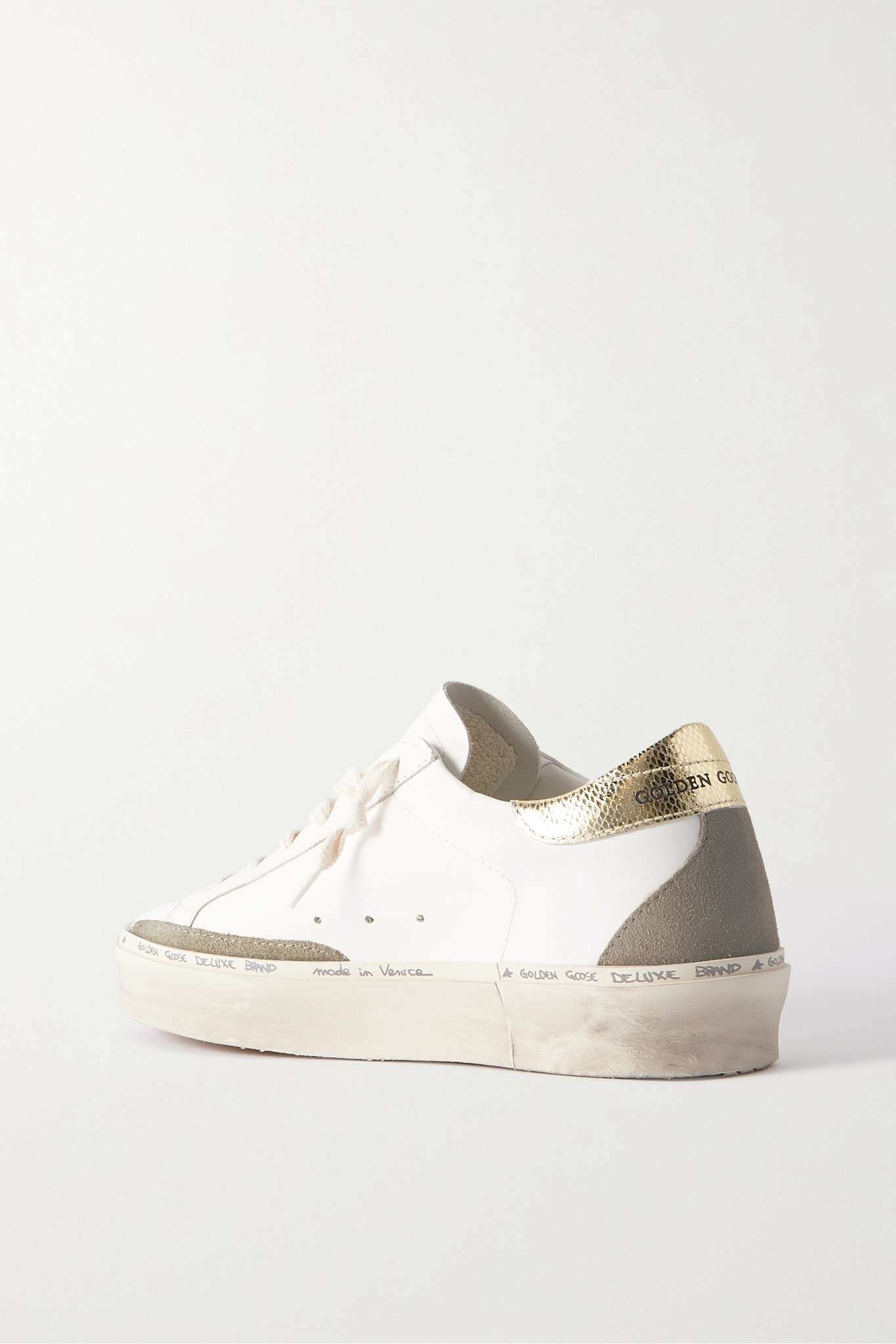 Hi Star suede-trimmed distressed leather sneakers - 3