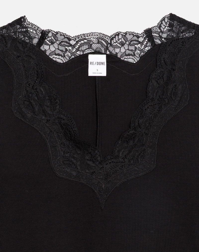 Lace V Neck Long Sleeve - Black 4