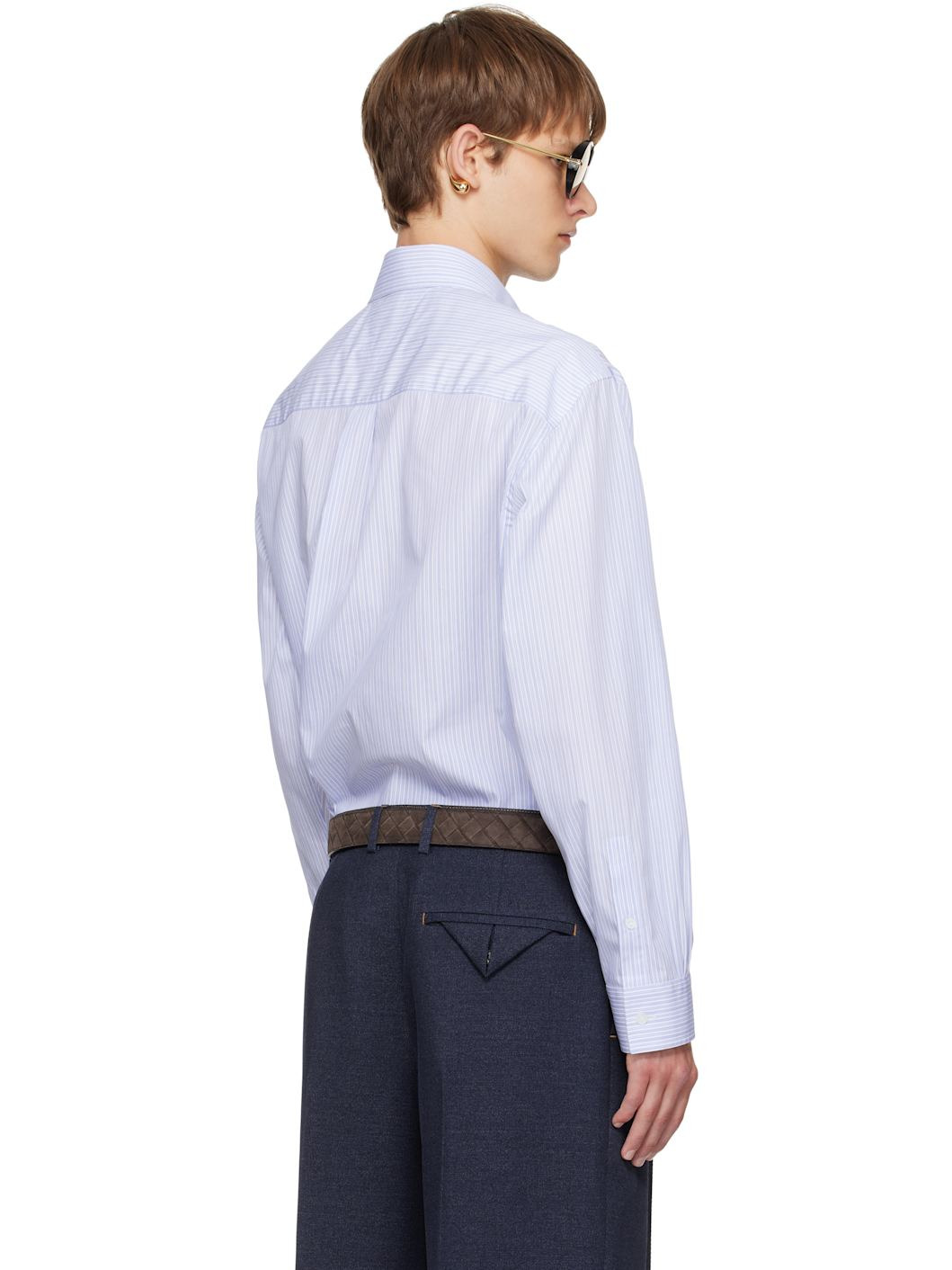 Blue Stripe Cotton Poplin Shirt - 3