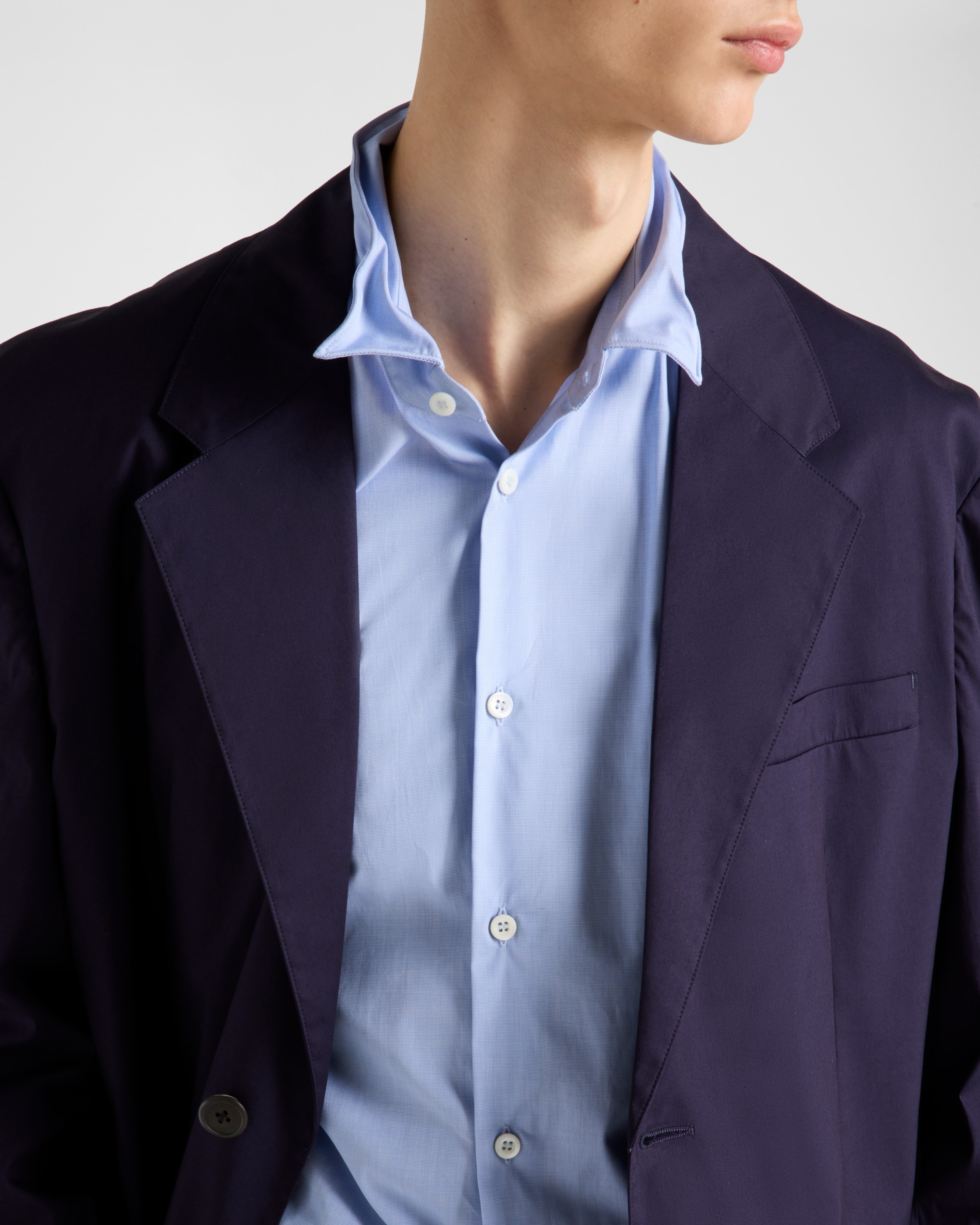 Single-breasted cotton blend jacket - 3